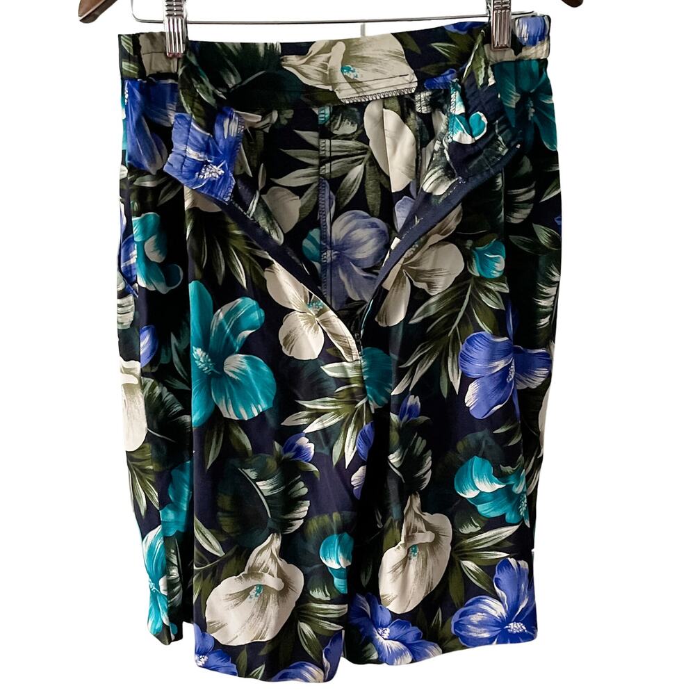 Vintage tropical floral matching coordinating shorts & top set medium size M - Picture 3 of 6